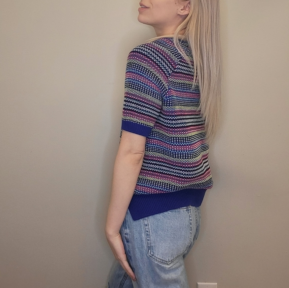 Vintage Lacoste Short Sleeve Rainbow 🌈 Sweater, Small - Picture 2 of 7